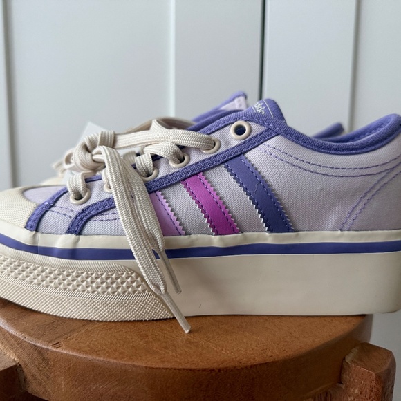 NEW Adidas Nizza Youth SZ 4 Girls Platform Shoes Sneakers PURPLE/PINK - Picture 3 of 3